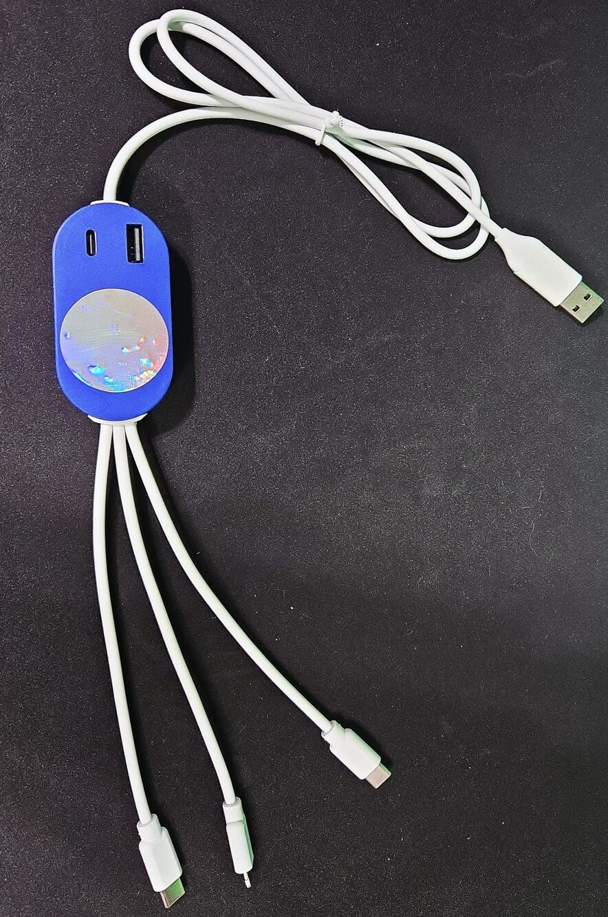 3-in-1 Multi Charging Cable Hub | Dual Input USB-A/USB-C | USB-C & 8 Pin Connect
